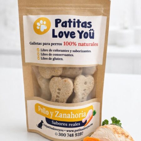 Galletas de Pollo & Zanahoria para perros 100gr – Patitas Love You