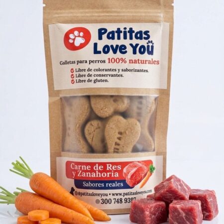 Galletas de Res & Zanahoria para perros 100gr – Patitas Love You