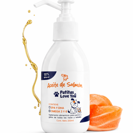 Suplemento Aceite de Salmón para perro y gato, Omega 3 y 6 Patitas Love You